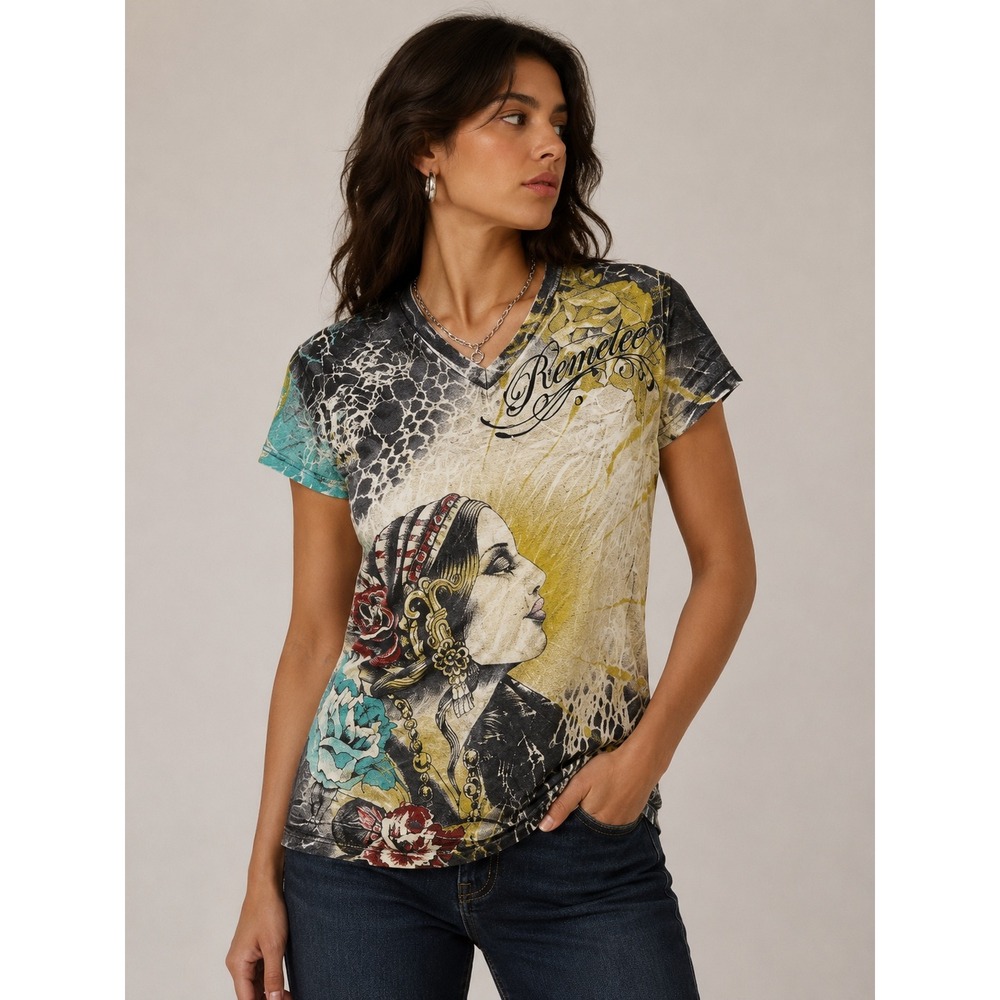 *RARE* Women's Remetee City of‎ Angels Hourglass Mens L V-Neck Shirt |V1